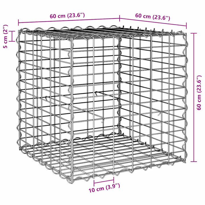 gabion-højbed 60x60x60 cm kubeformet stål