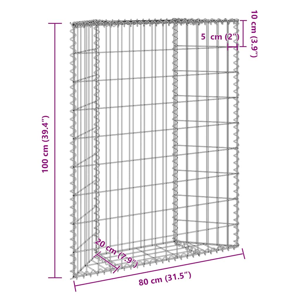 gabion-højbed 80x20x100 cm trapezformet galvaniseret stål