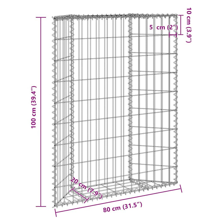 gabion-højbed 80x20x100 cm trapezformet galvaniseret stål