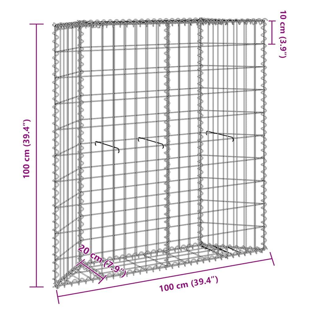 gabion-højbed 100x20x100 cm trapezformet galvaniseret stål