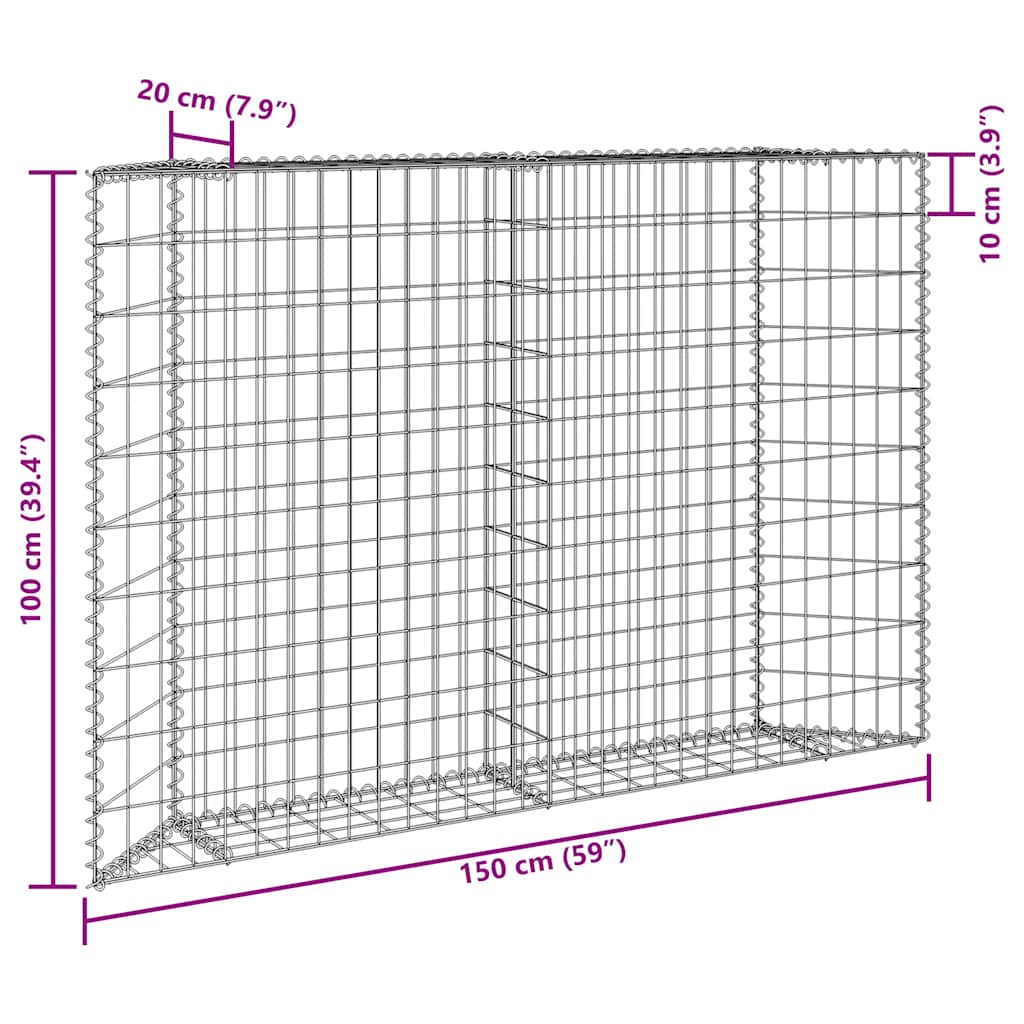 gabion-højbed 150x20x100 cm trapezformet galvaniseret stål