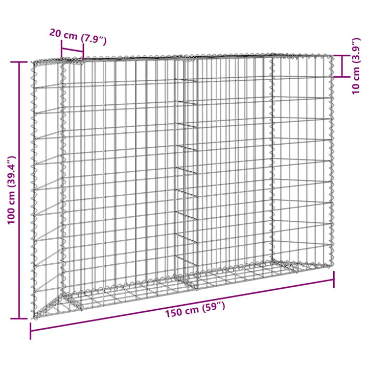 gabion-højbed 150x20x100 cm trapezformet galvaniseret stål