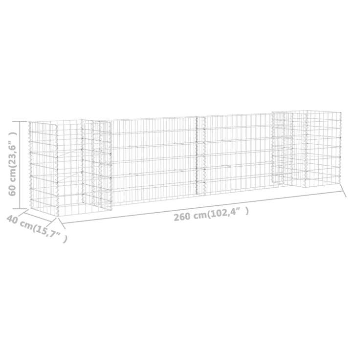 H-formet gabion-plantekasse 260x40x60 cm stål