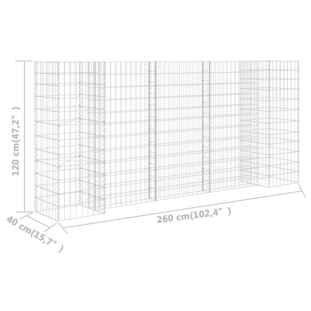 H-formet gabion-plantekasse 260x40x120 cm stål