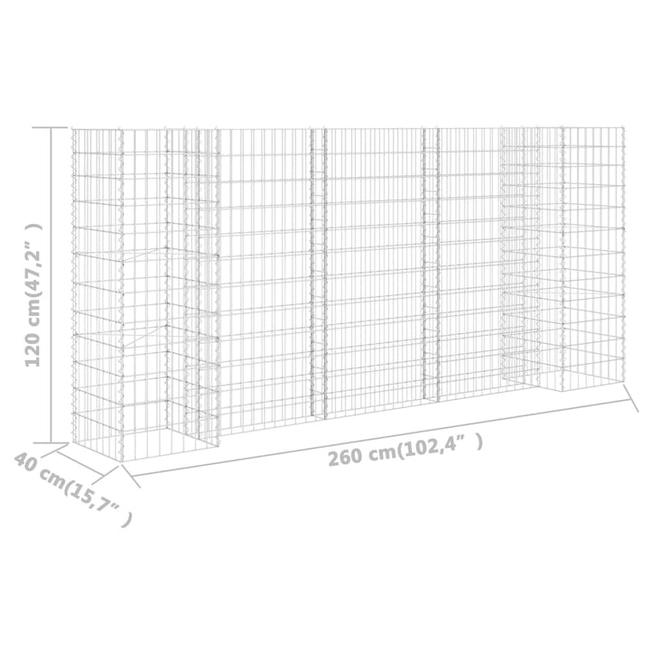 H-formet gabion-plantekasse 260x40x120 cm stål