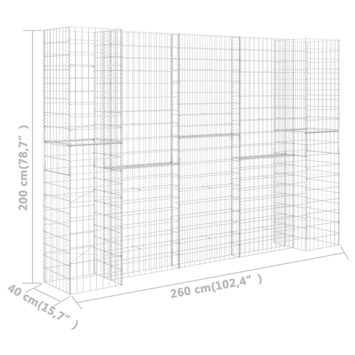 H-formet gabion-plantekasse 260x40x200 cm stål