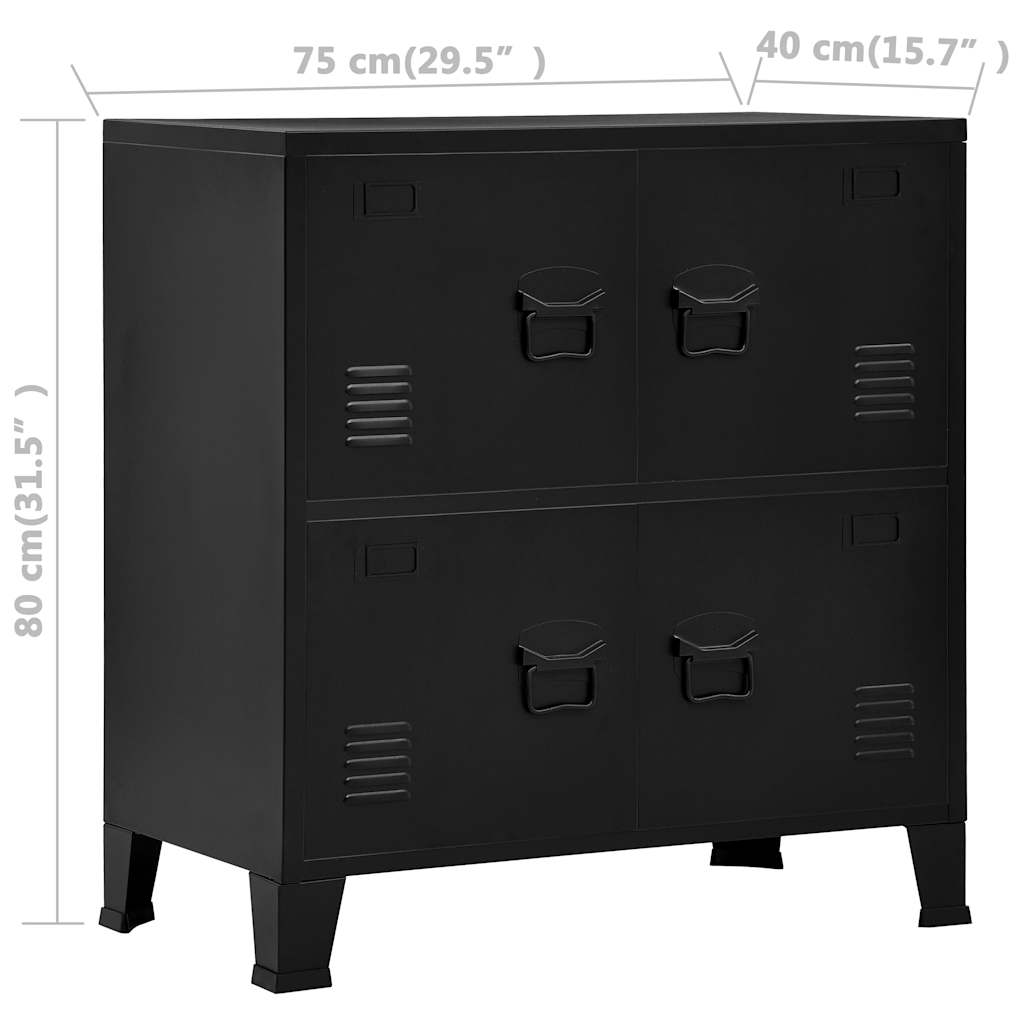 industrielt opbevaringsskab 75x40x80 cm stål sort