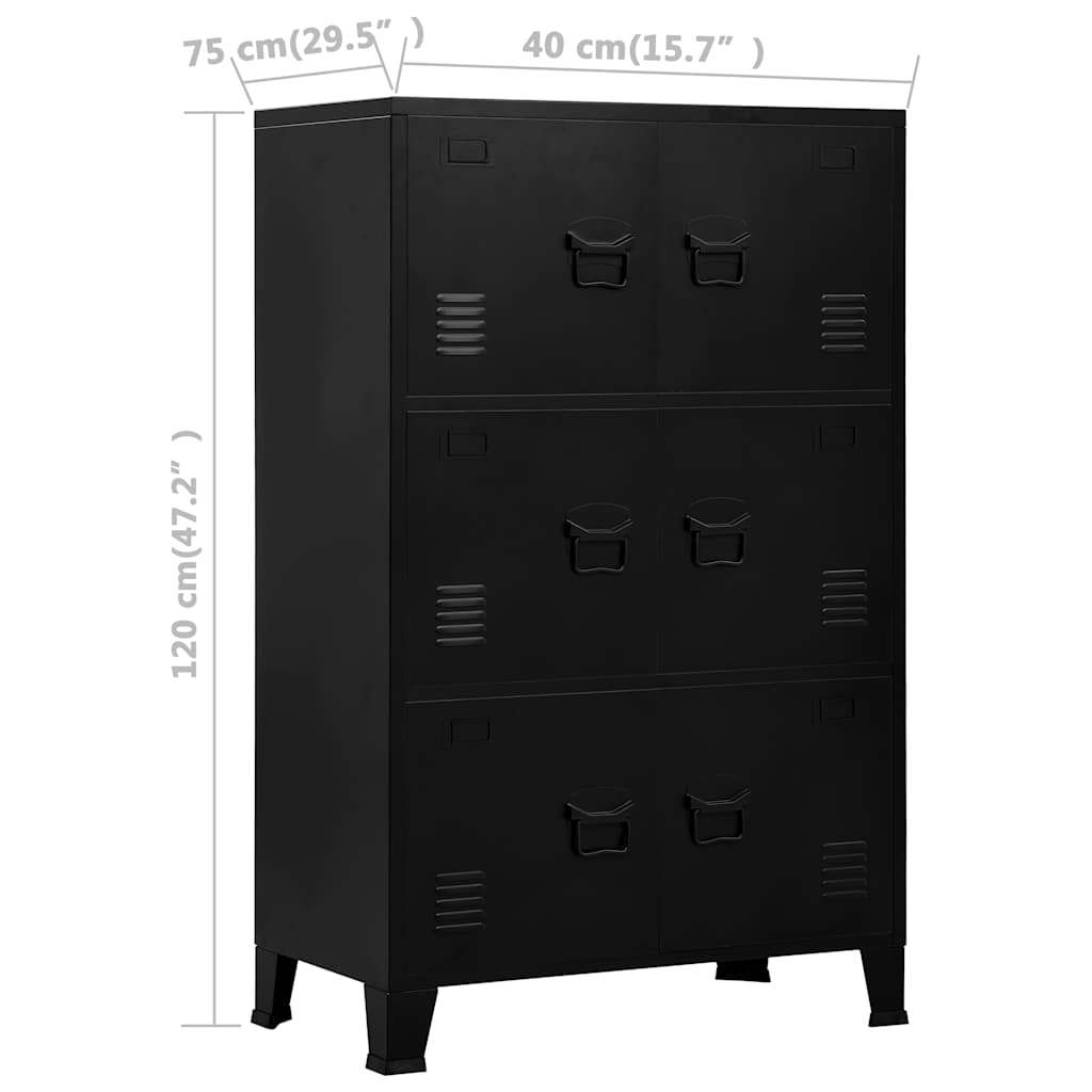 industrielt opbevaringsskab 75x40x120 cm stål sort