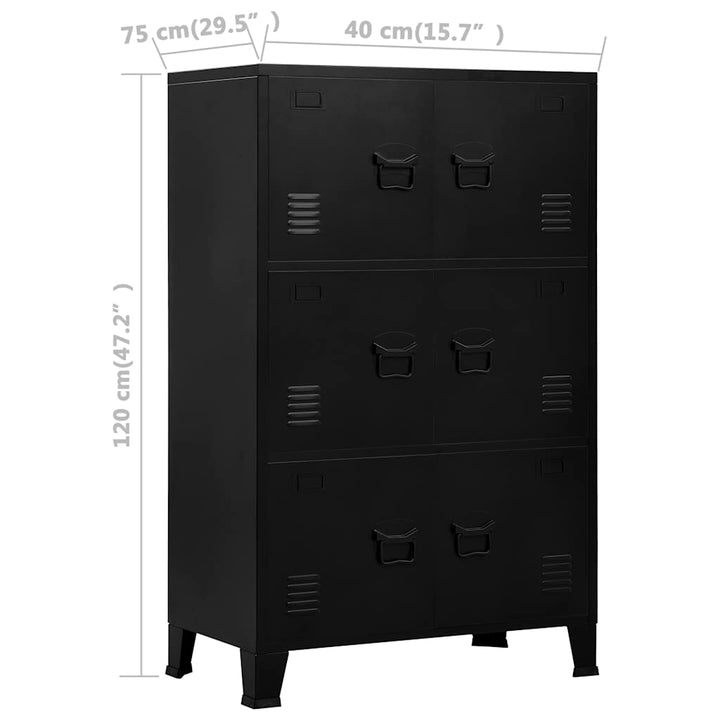 industrielt opbevaringsskab 75x40x120 cm stål sort