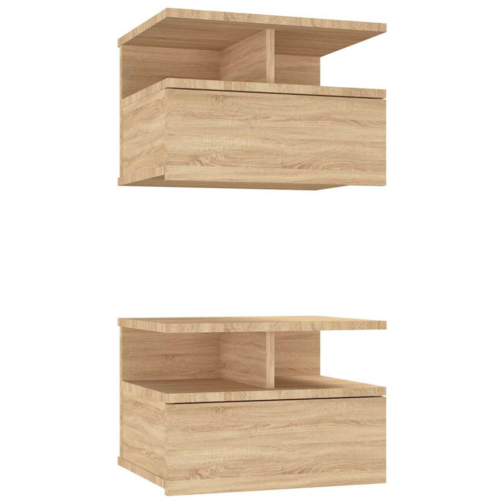 svævende natborde 2 stk. 40 x 31 x 27 cm konstrueret træ sonoma
