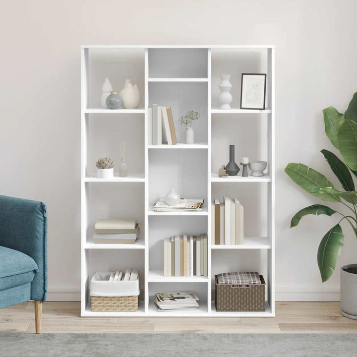 rumdeler/bogreol 100x24x140 cm konstrueret træ hvid