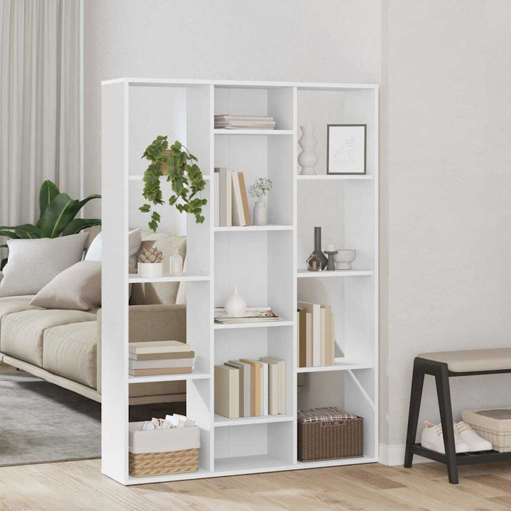 rumdeler/bogreol 100x24x140 cm konstrueret træ hvid