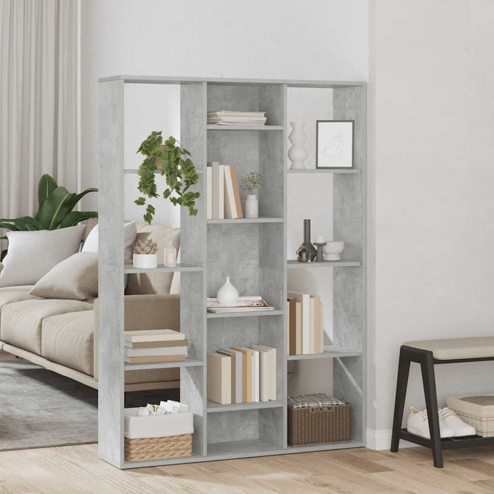rumdeler/bogreol 100x24x140 cm konstrueret træ betongrå
