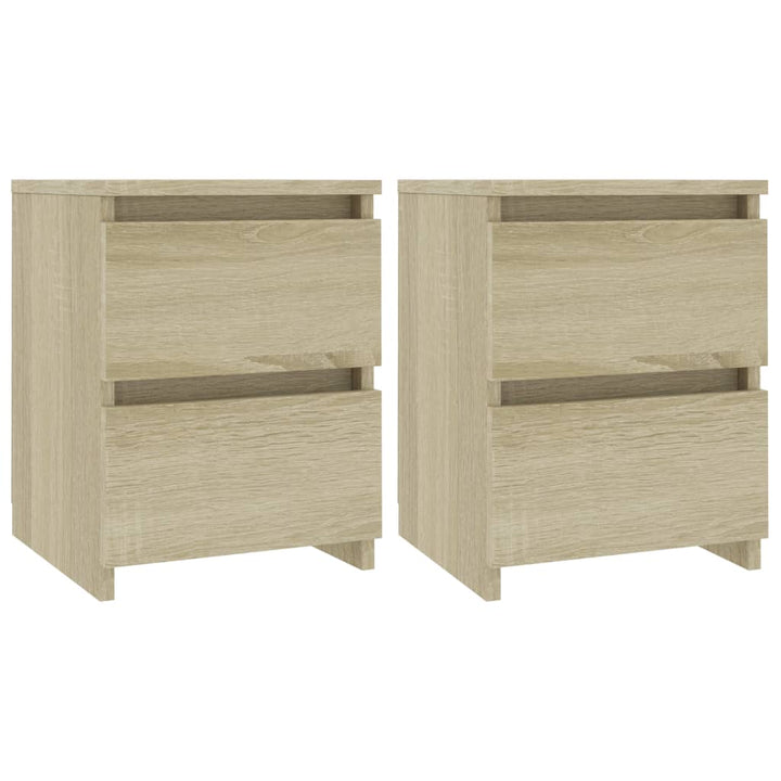 sengeborde 2 stk. 30x30x40 cm konstrueret træ sonoma-eg