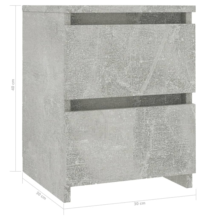 sengebord 30x30x40 cm konstrueret træ betongrå