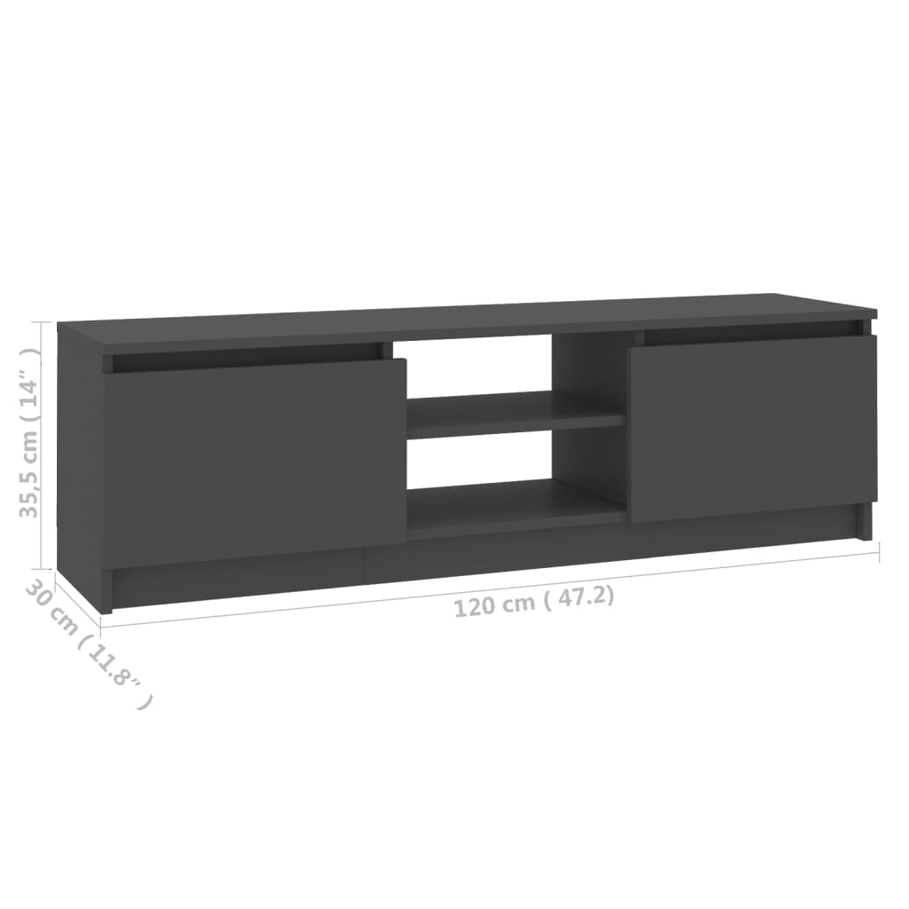 tv-skab 120x30x35,5 cm konstrueret træ grå