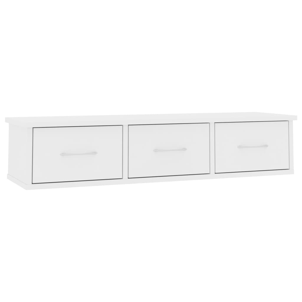 vægskab med skuffer 88x26x18,5 cm konstrueret træ hvid