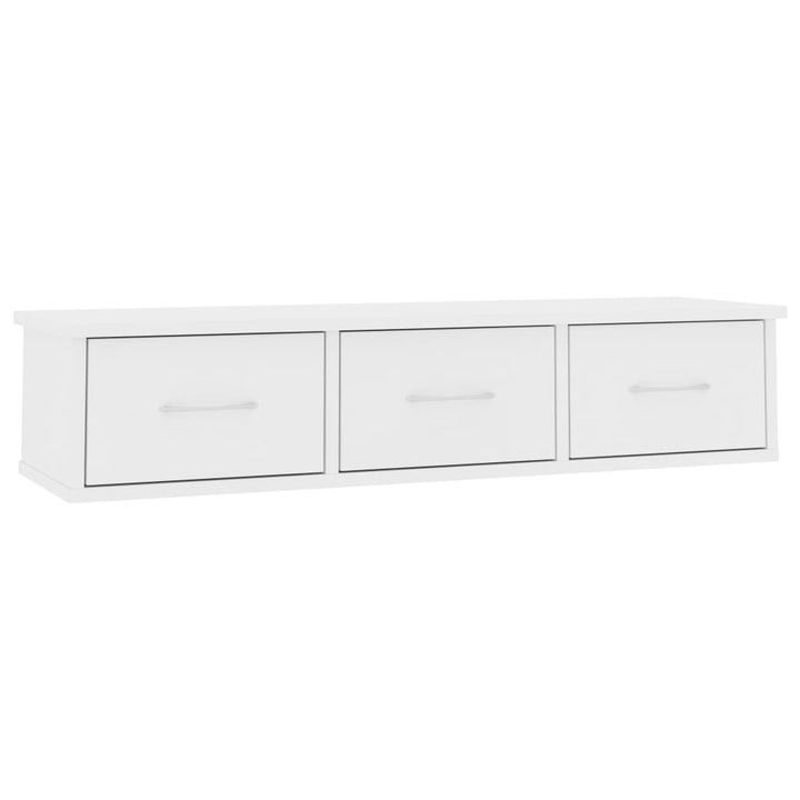vægskab med skuffer 88x26x18,5 cm konstrueret træ hvid