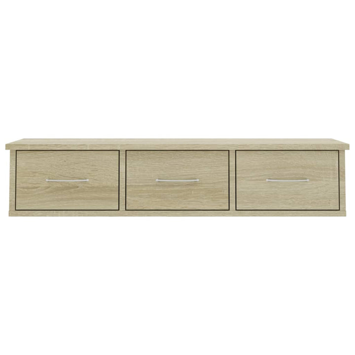 vægskab med skuffer 88x26x18,5 cm konstrueret træ sonoma-eg