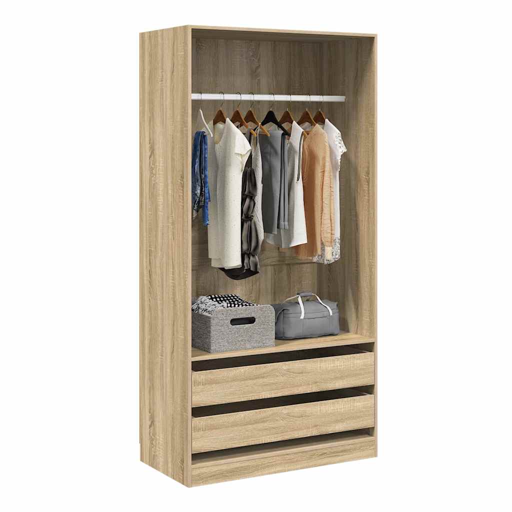 klædeskab 100x50x200 cm konstrueret træ sonoma-eg