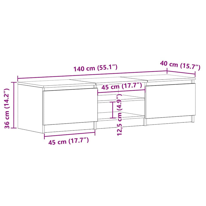 tv-bord 140x40x35,5 cm konstrueret træ hvid