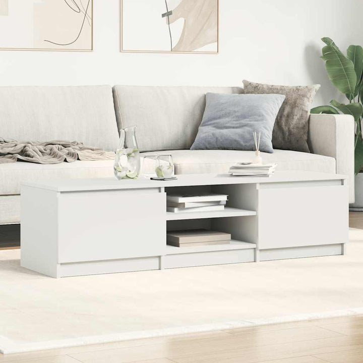 tv-bord 140x40x35,5 cm konstrueret træ hvid højglans