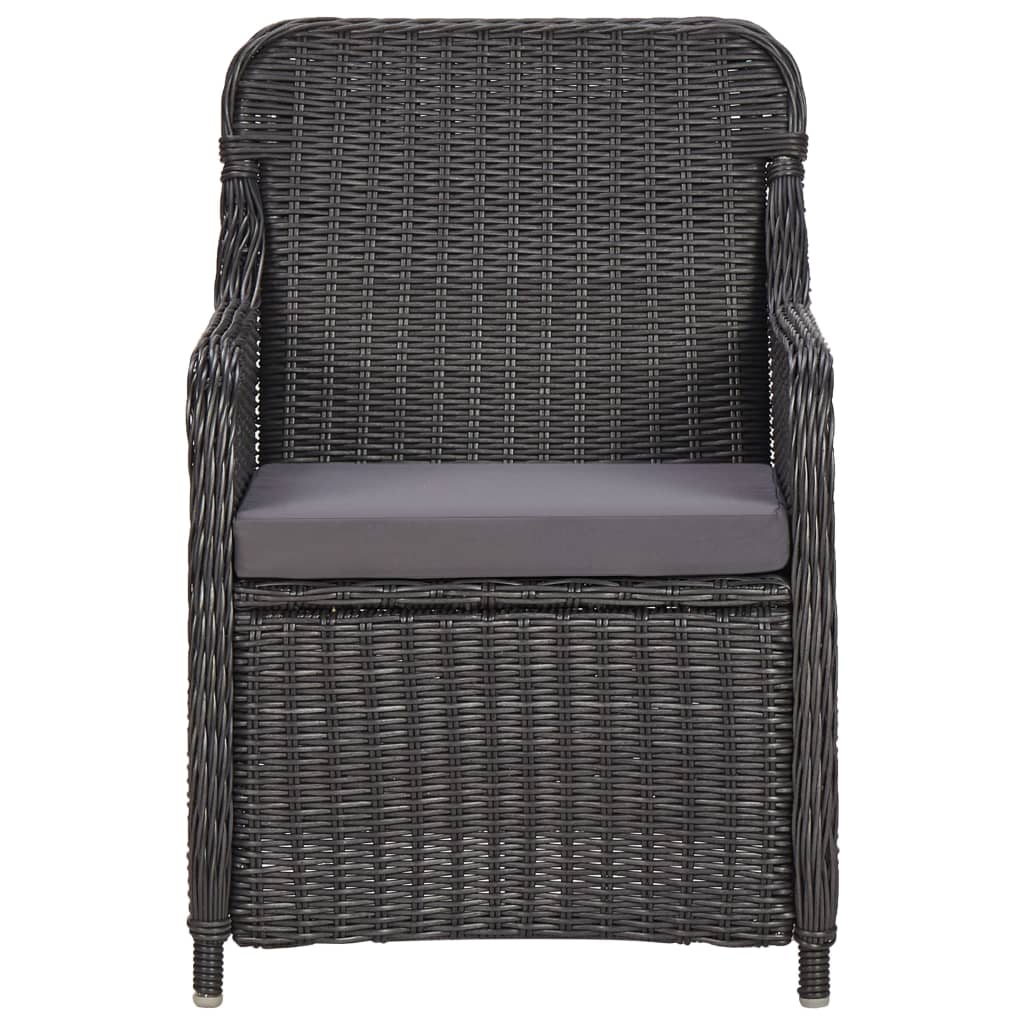 bistrosæt 3 dele med hynder polyrattan sort