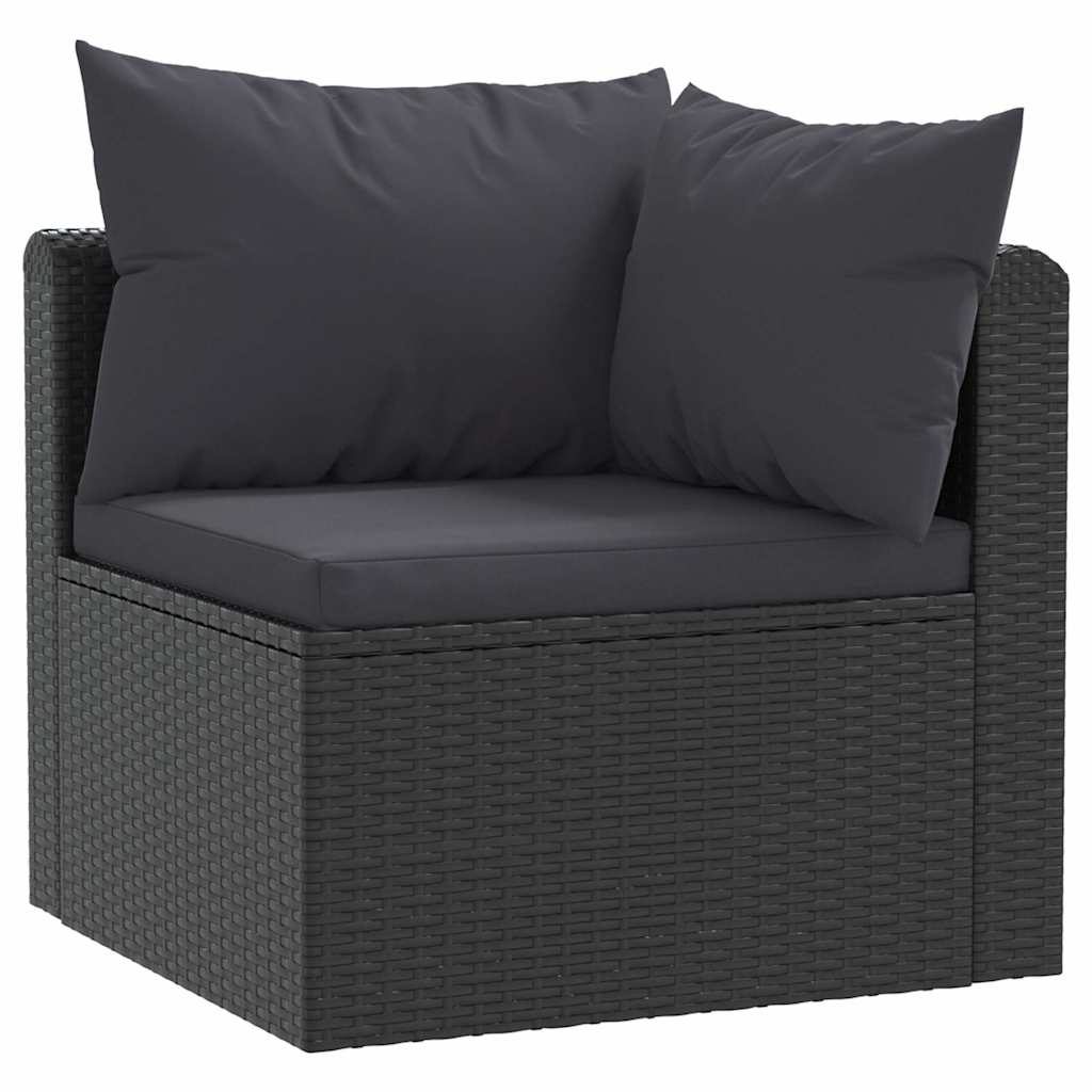 haveloungesæt 7 dele med hynder polyrattan sort