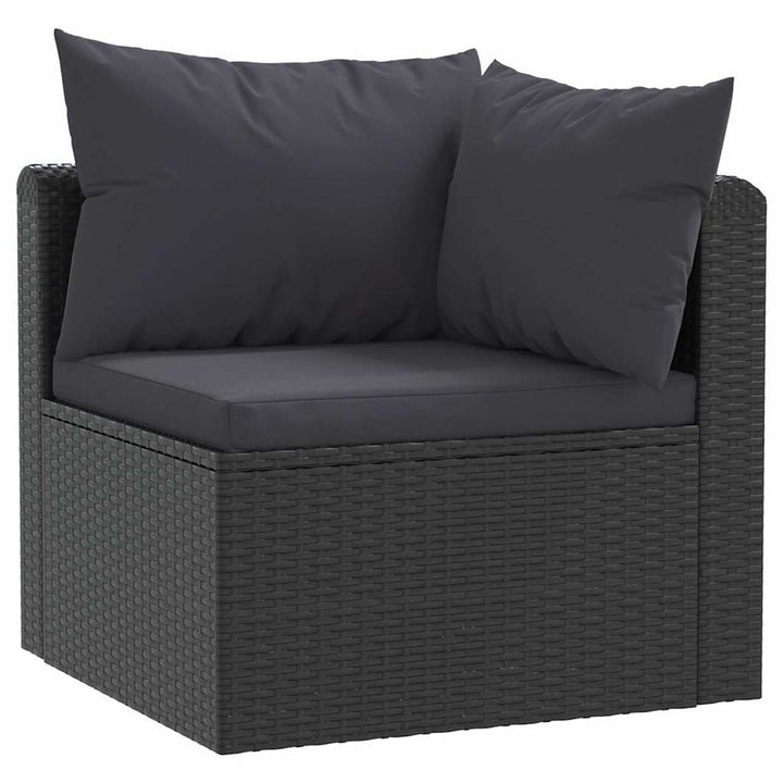 haveloungesæt 7 dele med hynder polyrattan sort