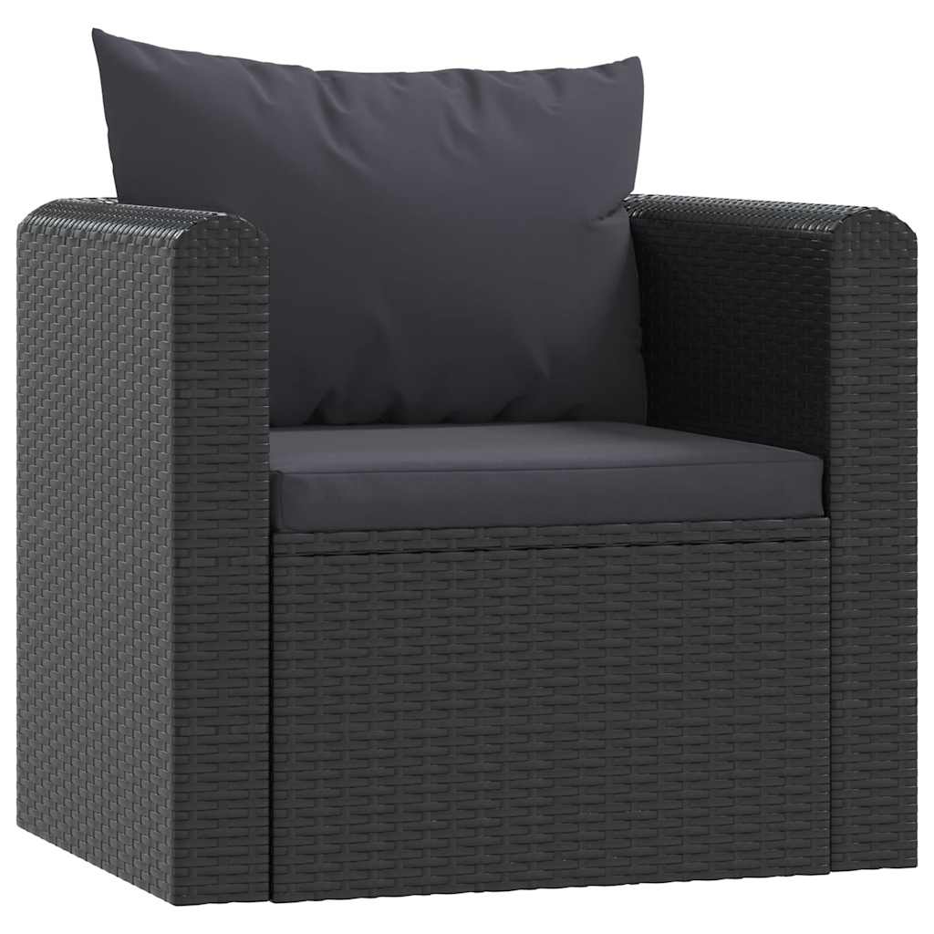 haveloungesæt 7 dele med hynder polyrattan sort