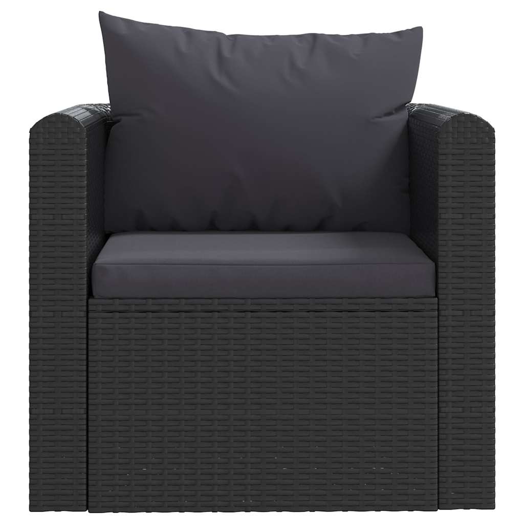 haveloungesæt 7 dele med hynder polyrattan sort