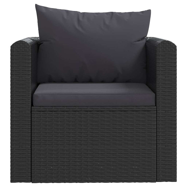 haveloungesæt 7 dele med hynder polyrattan sort