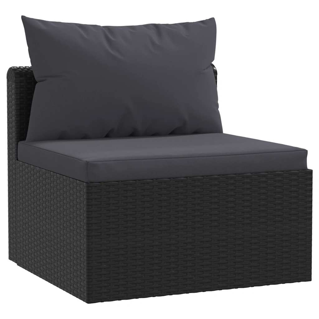 haveloungesæt 7 dele med hynder polyrattan sort