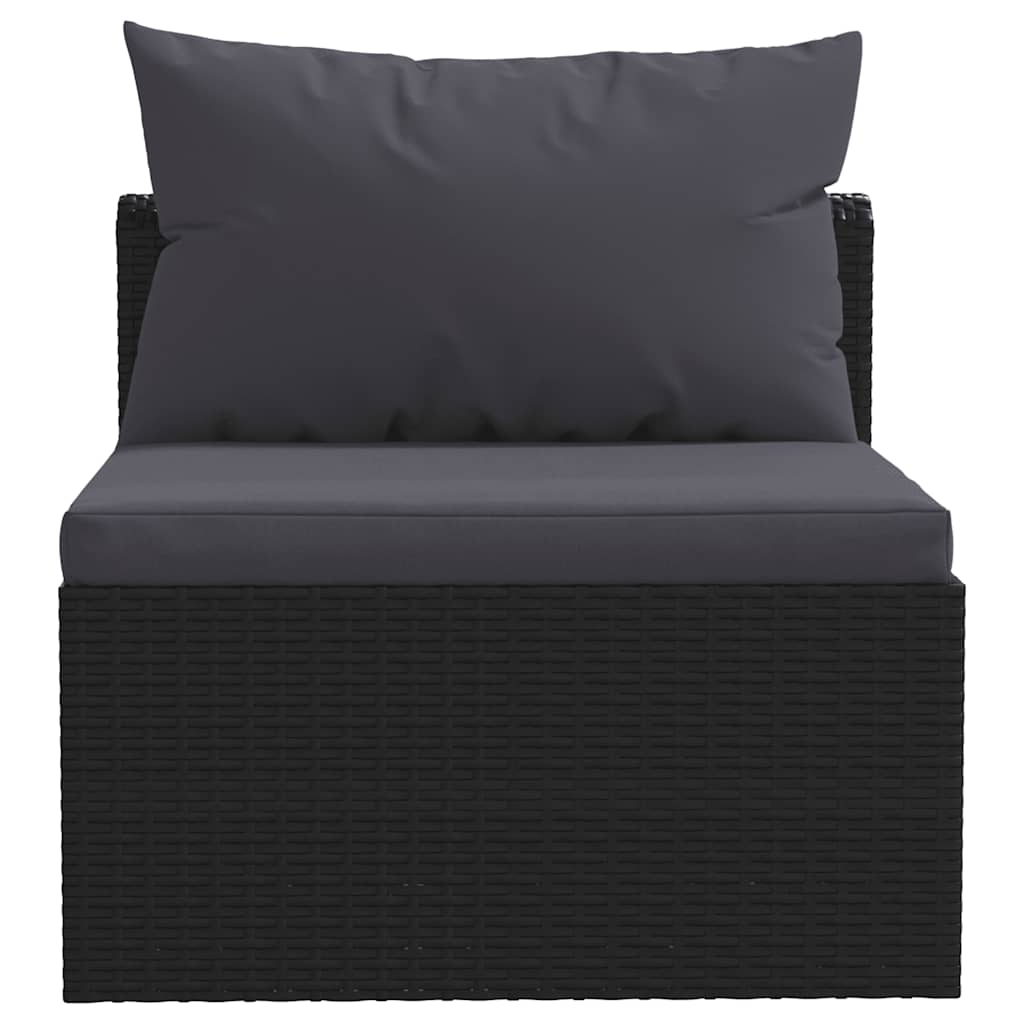 haveloungesæt 7 dele med hynder polyrattan sort