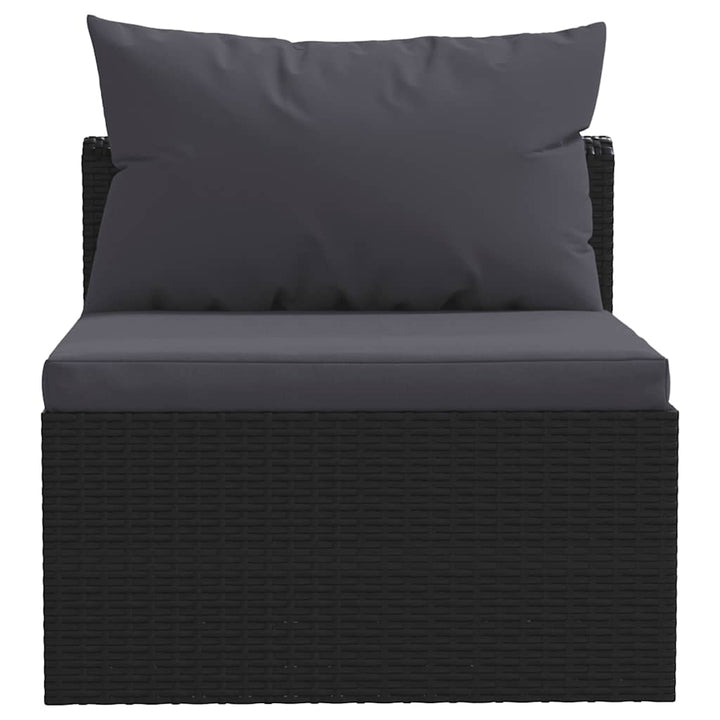haveloungesæt 7 dele med hynder polyrattan sort