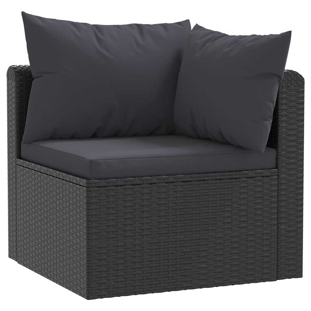 haveloungesæt 7 dele med hynder polyrattan sort