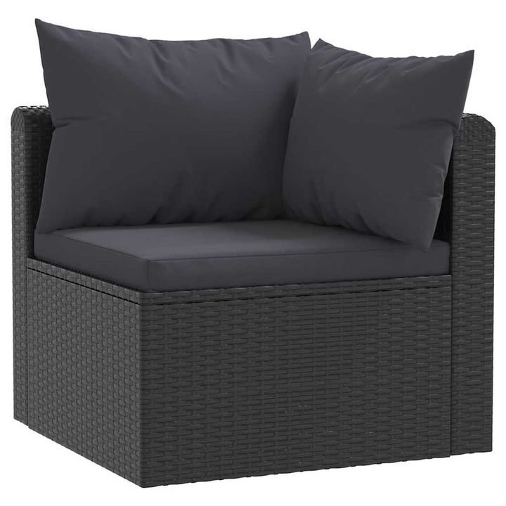 haveloungesæt 7 dele med hynder polyrattan sort