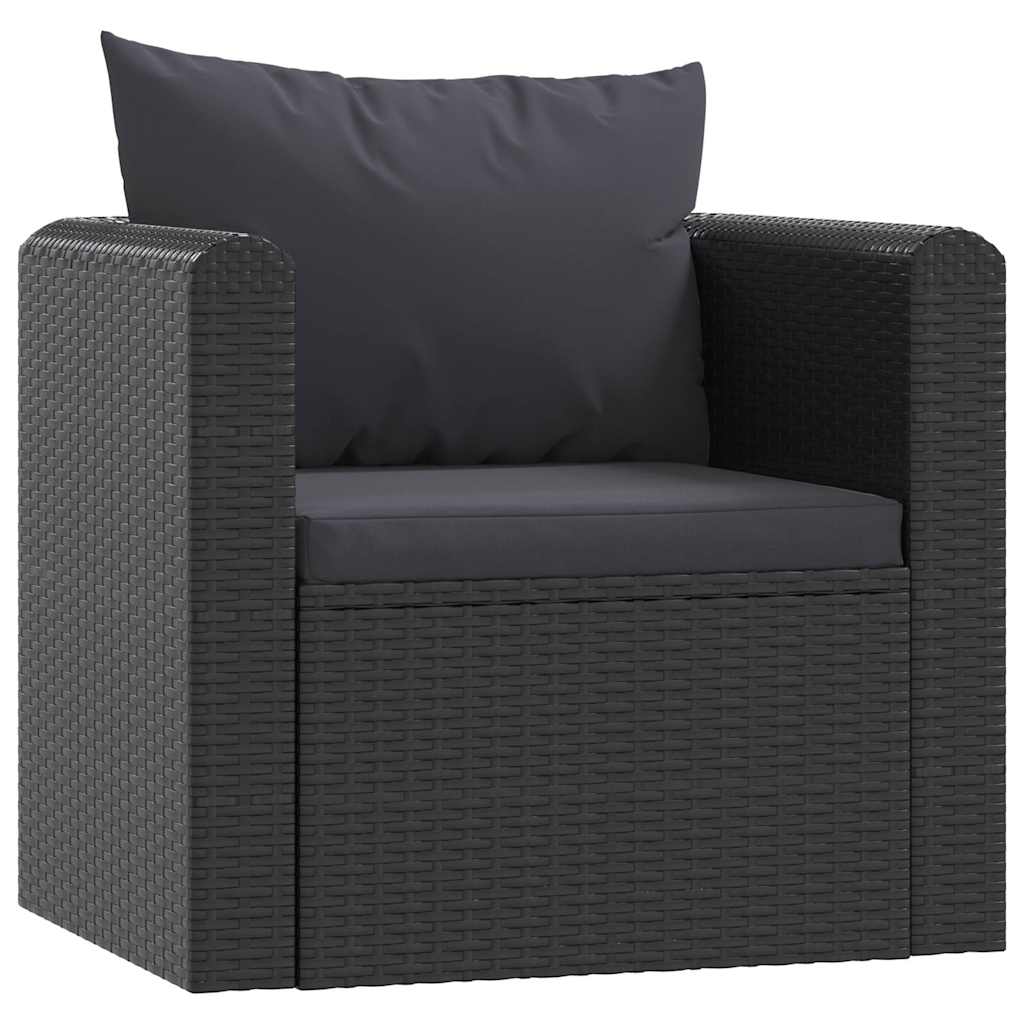 haveloungesæt 7 dele med hynder polyrattan sort