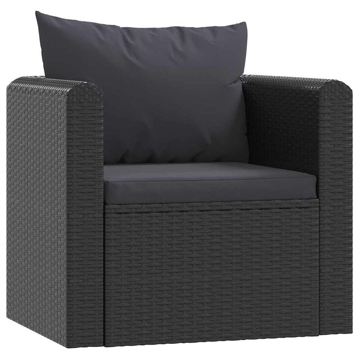 haveloungesæt 7 dele med hynder polyrattan sort