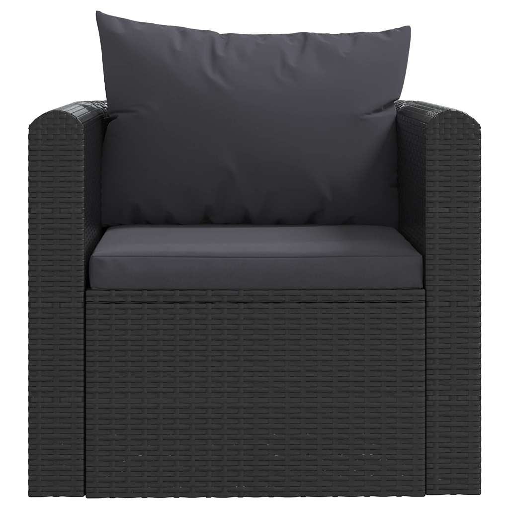 haveloungesæt 7 dele med hynder polyrattan sort