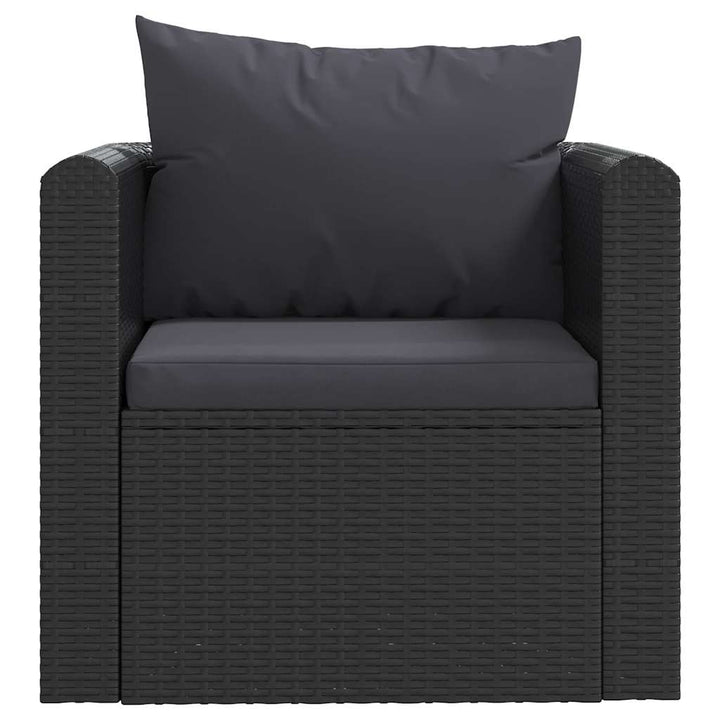 haveloungesæt 7 dele med hynder polyrattan sort