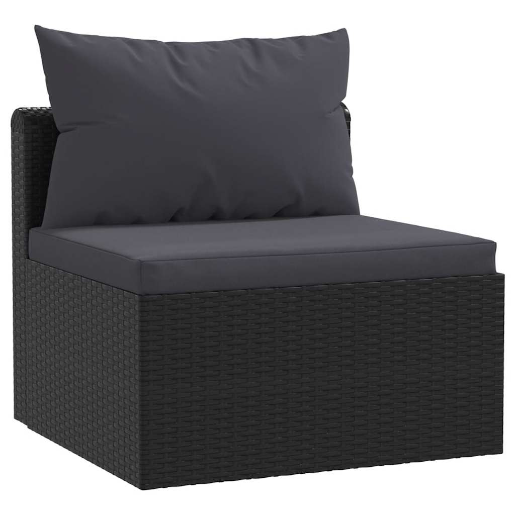 haveloungesæt 7 dele med hynder polyrattan sort