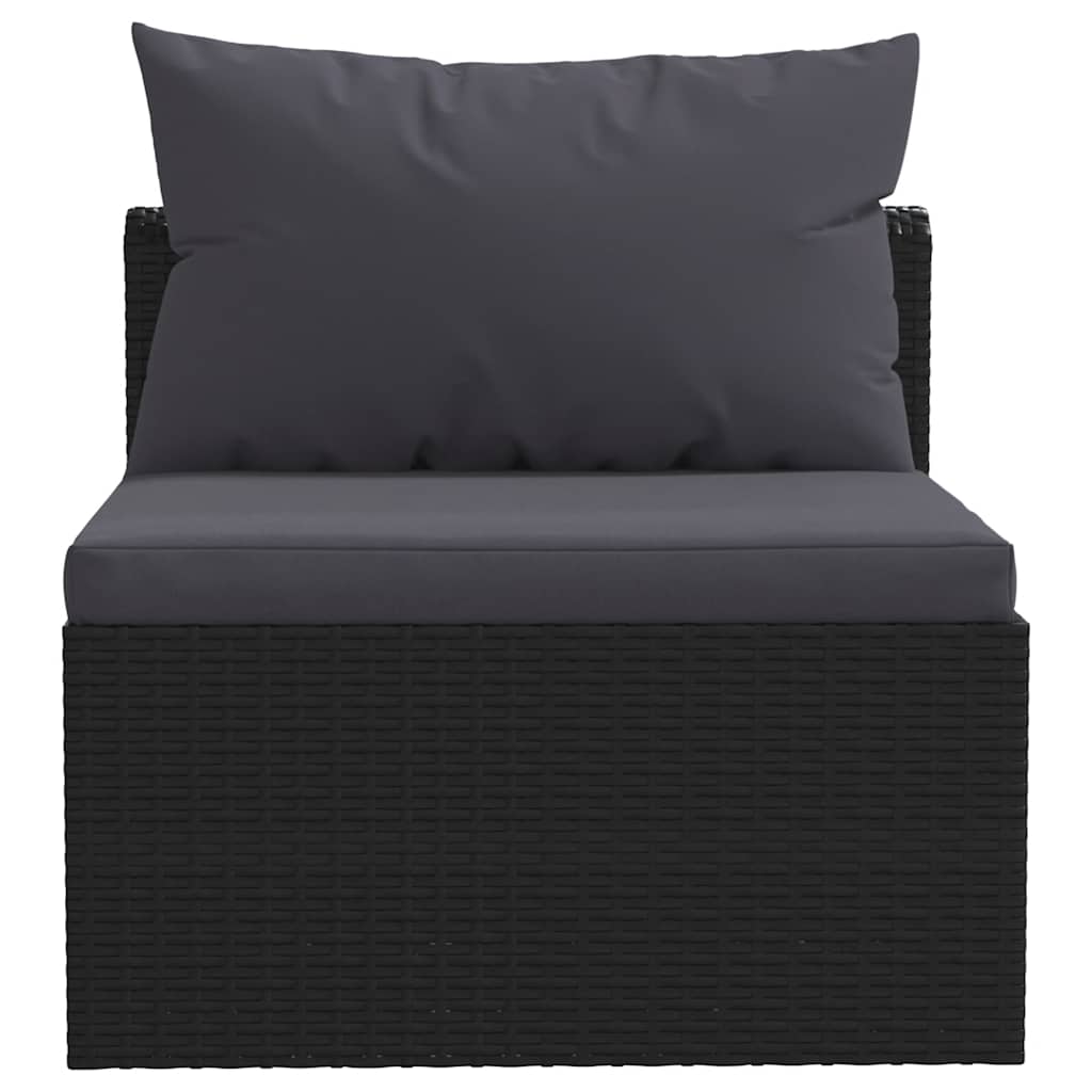 haveloungesæt 7 dele med hynder polyrattan sort