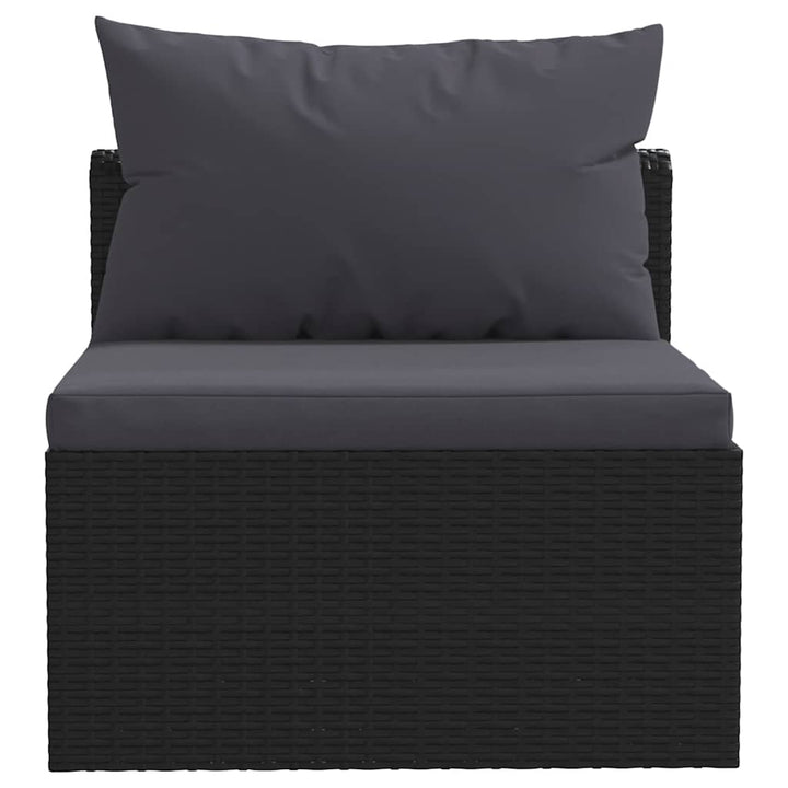haveloungesæt 7 dele med hynder polyrattan sort