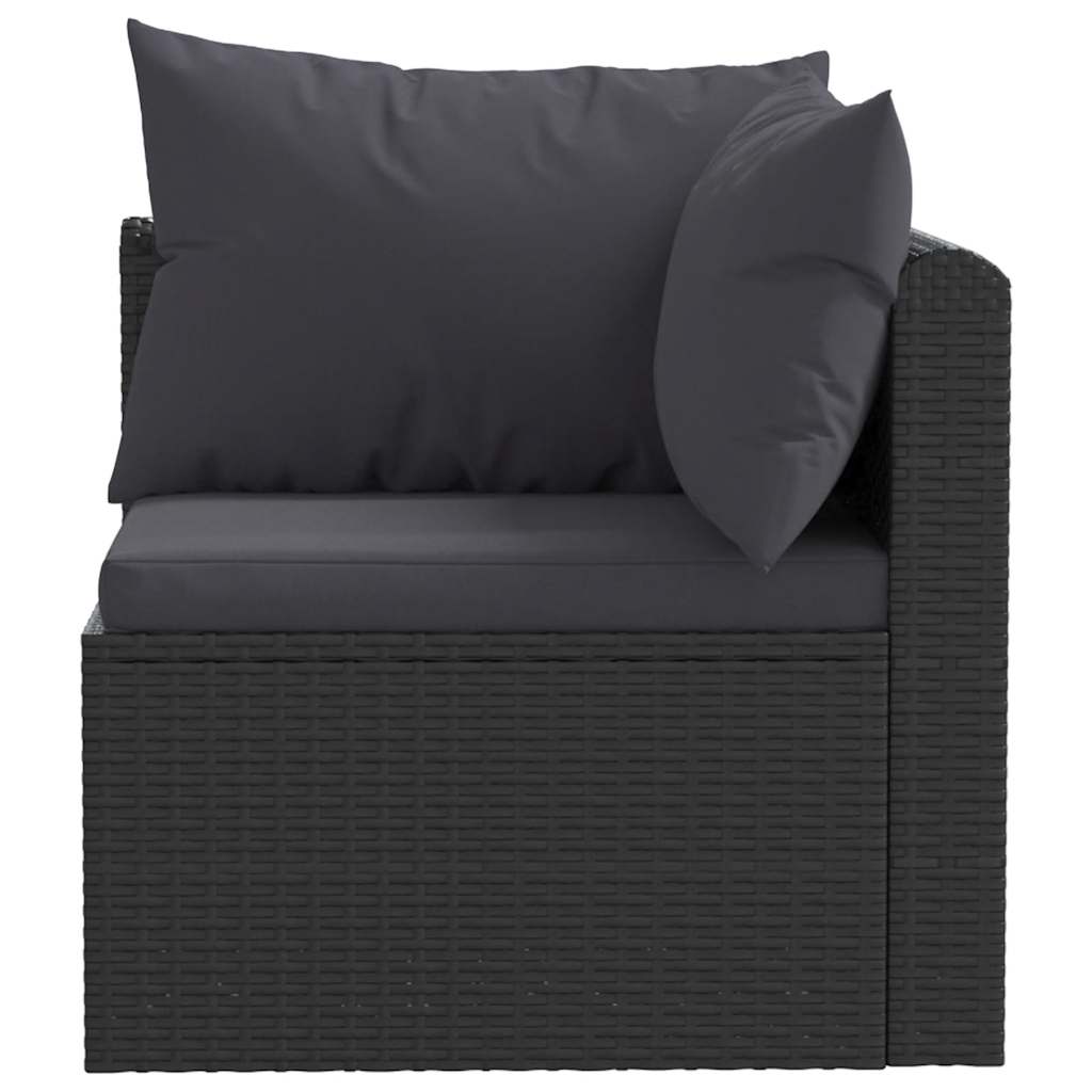 havesofasæt 2 dele med hynder polyrattan sort