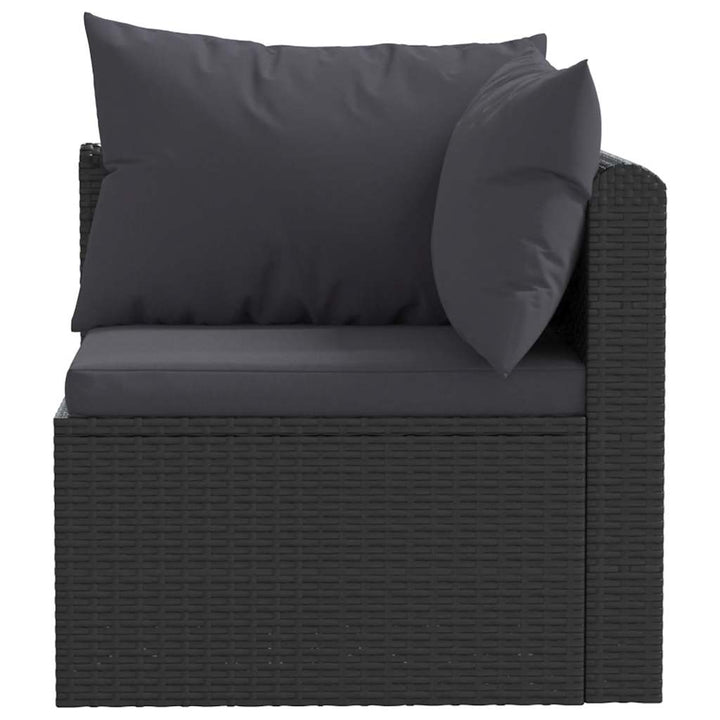 havesofasæt 2 dele med hynder polyrattan sort