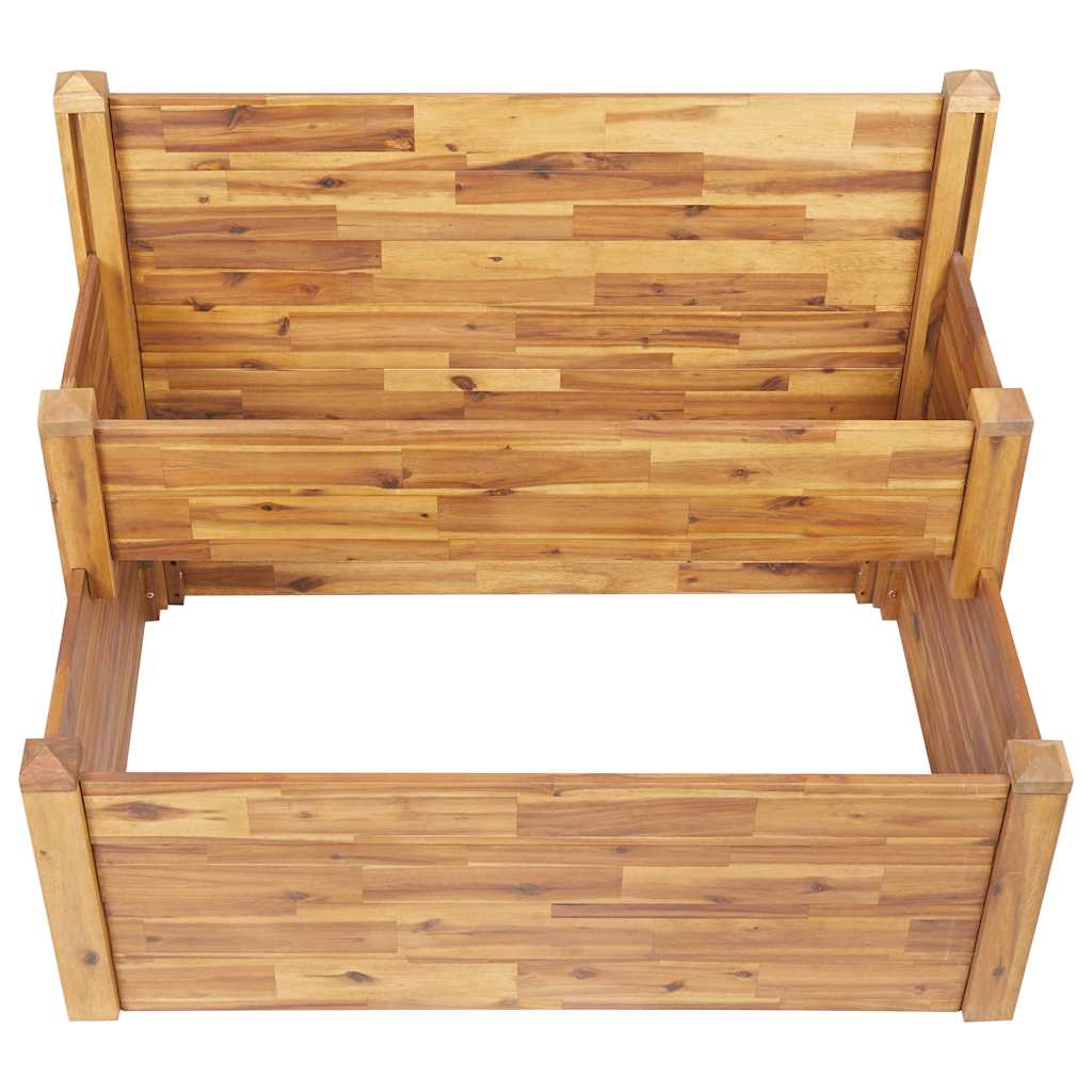 plantekasse i 2 niveauer 110 x 75 x 84 cm massivt akacietræ