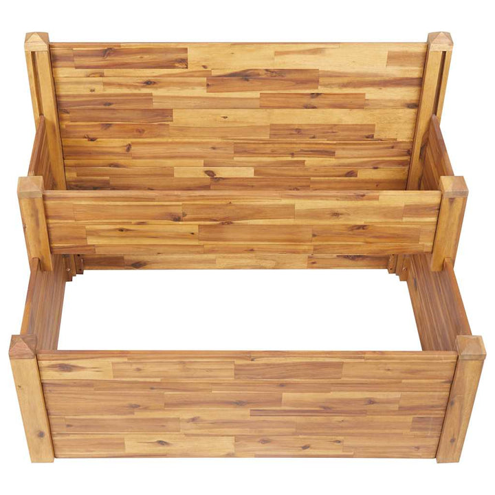 plantekasse i 2 niveauer 110 x 75 x 84 cm massivt akacietræ