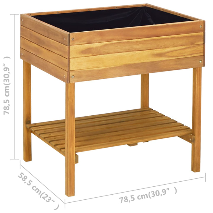 forhøjet plantekasse 78,5 x 58,5 x 78,5 cm massivt akacietræ