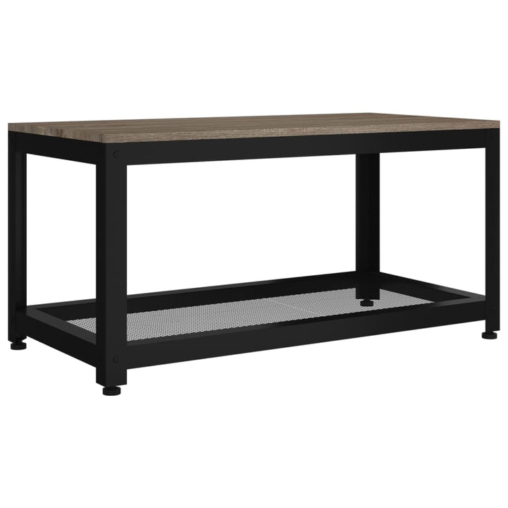 sofabord 90x45x45 cm MDF og jern grå og sort
